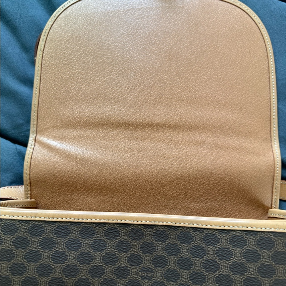 Vintage Celine Brown Leather Saddle Crossbody with Tan Trim - Picture 10 of 16